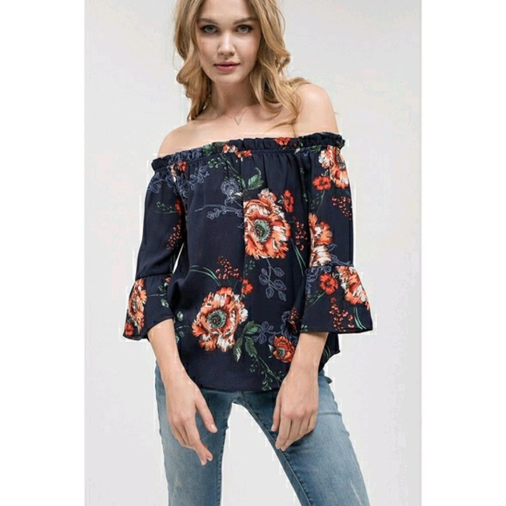 New LYDELLE Romantic Floral Off-Shoulder Top sz M